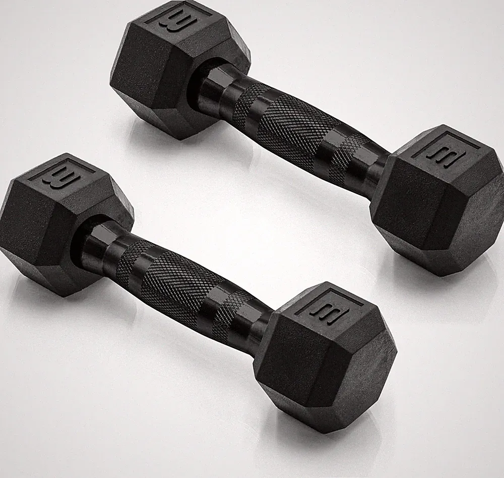 Rubber Coated Dumbbell Weights, Free Weights for Home Gym Strength Training,...