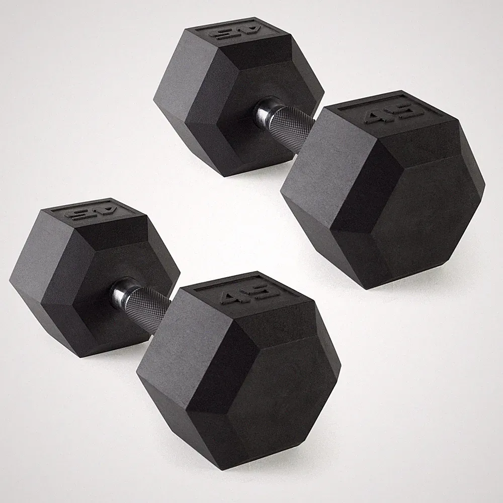 Rubber Coated Dumbbell Weights, Free Weights for Home Gym Strength Training,...