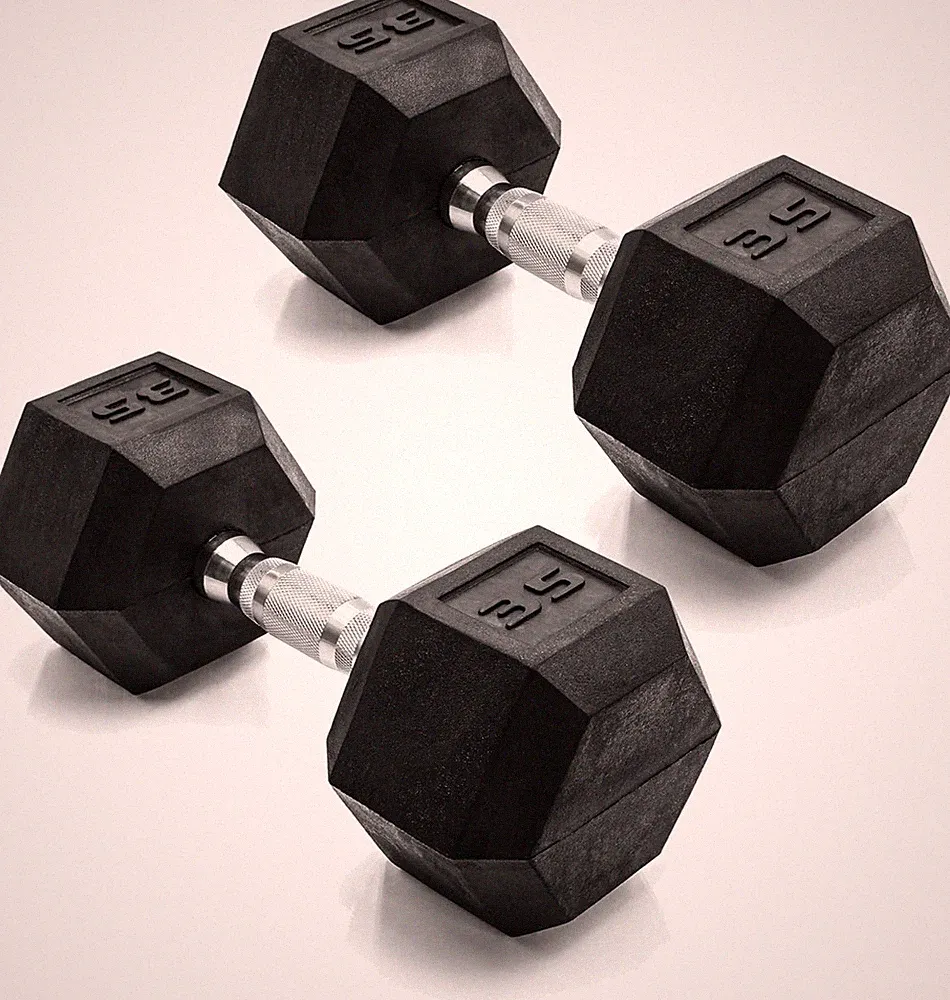 Rubber Coated Dumbbell Weights, Free Weights for Home Gym Strength Training, Ant