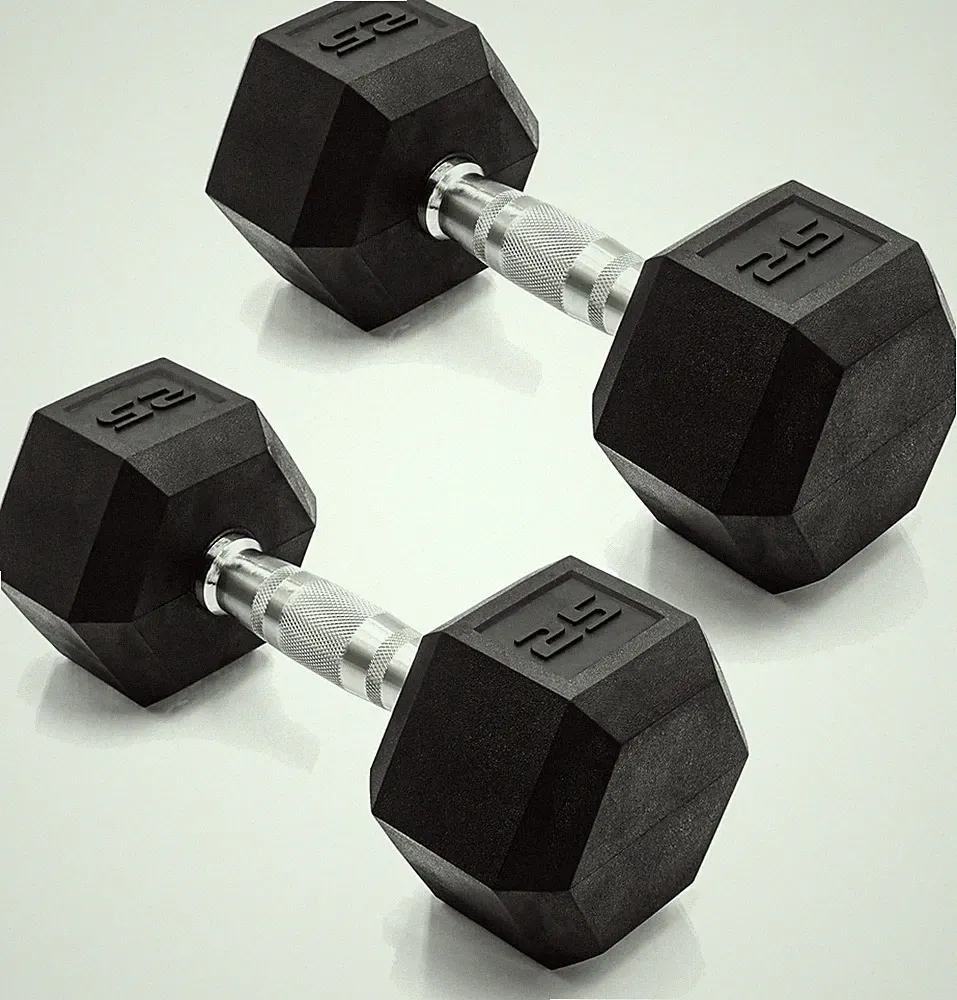 Rubber Coated Dumbbell Weights Free Weights For Home Gym Strength Training NEW