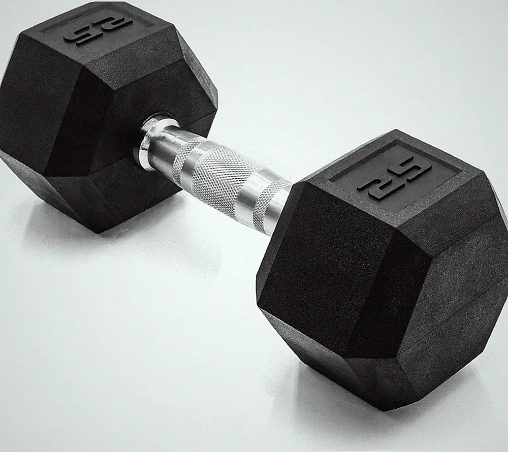 Rubber Coated Dumbbells Free Weights Hex Anti Roll Home Gym Strength Training