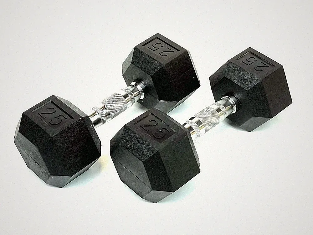 Rubber Coated Hex Dumbbell Hand Weights, 10 lb to 40 Pound - Free Shipping