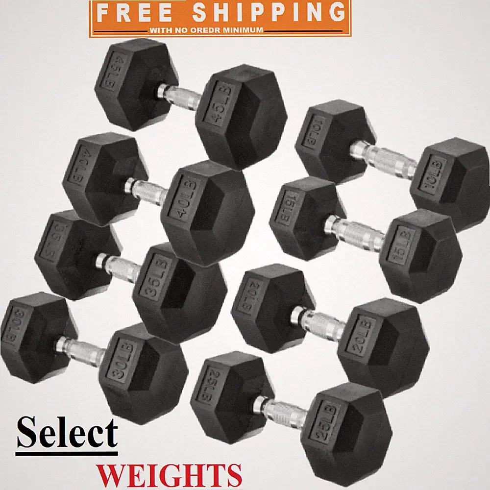 Rubber Coated Hex Dumbbell Hand Weights, 10 lb to 45 lb -1Pc