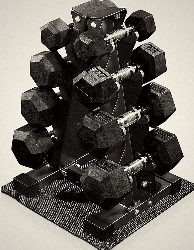Rubber Coated Hex Dumbbell Weight Set with Storage Rack, 100LB or 150LB or 200LB