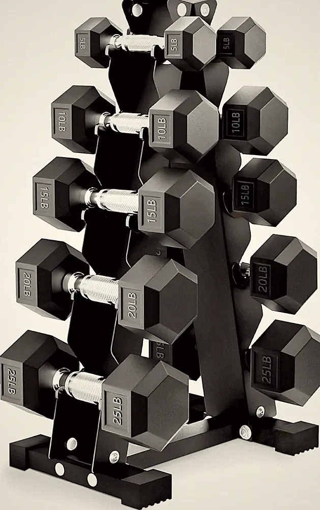 Rubber Coated Hex Dumbbell Weight Set with Storage Rack, 100LB or 150LB or 200LB