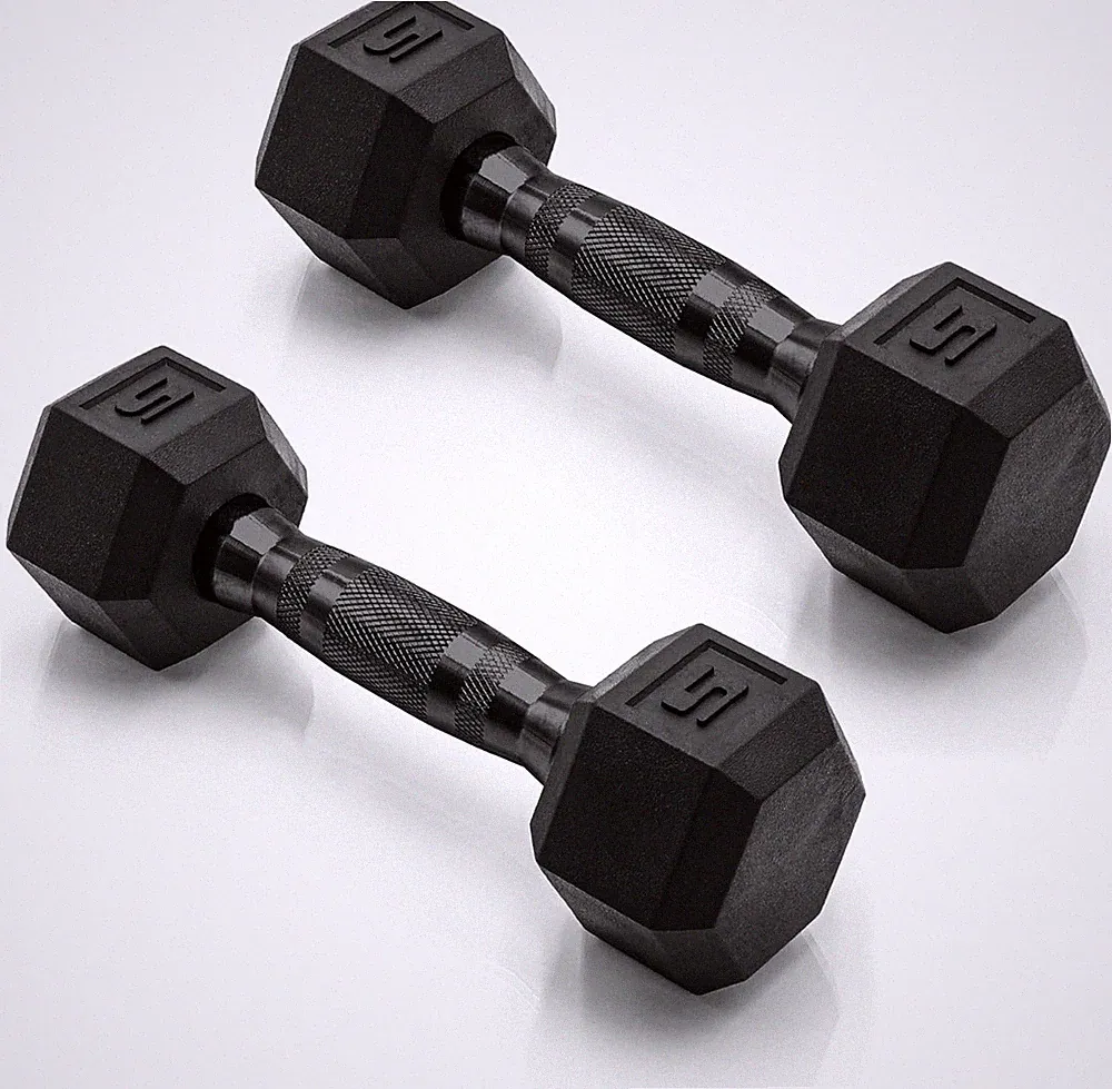 Rubber Coated Hex Dumbbell Weights Free Weights for Home Gym Anti Roll