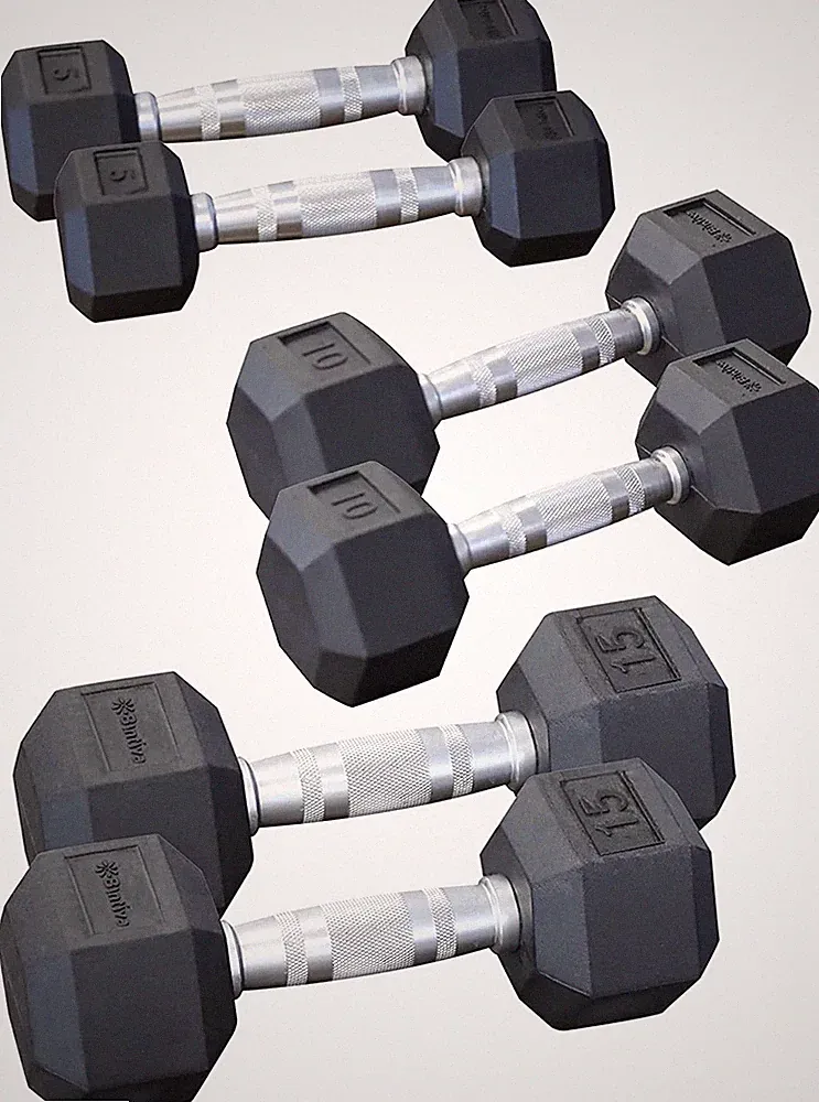 Rubber-Coated Hex Dumbbells – Hand Weight Pairs for Men & Women, Home Fitness Tr