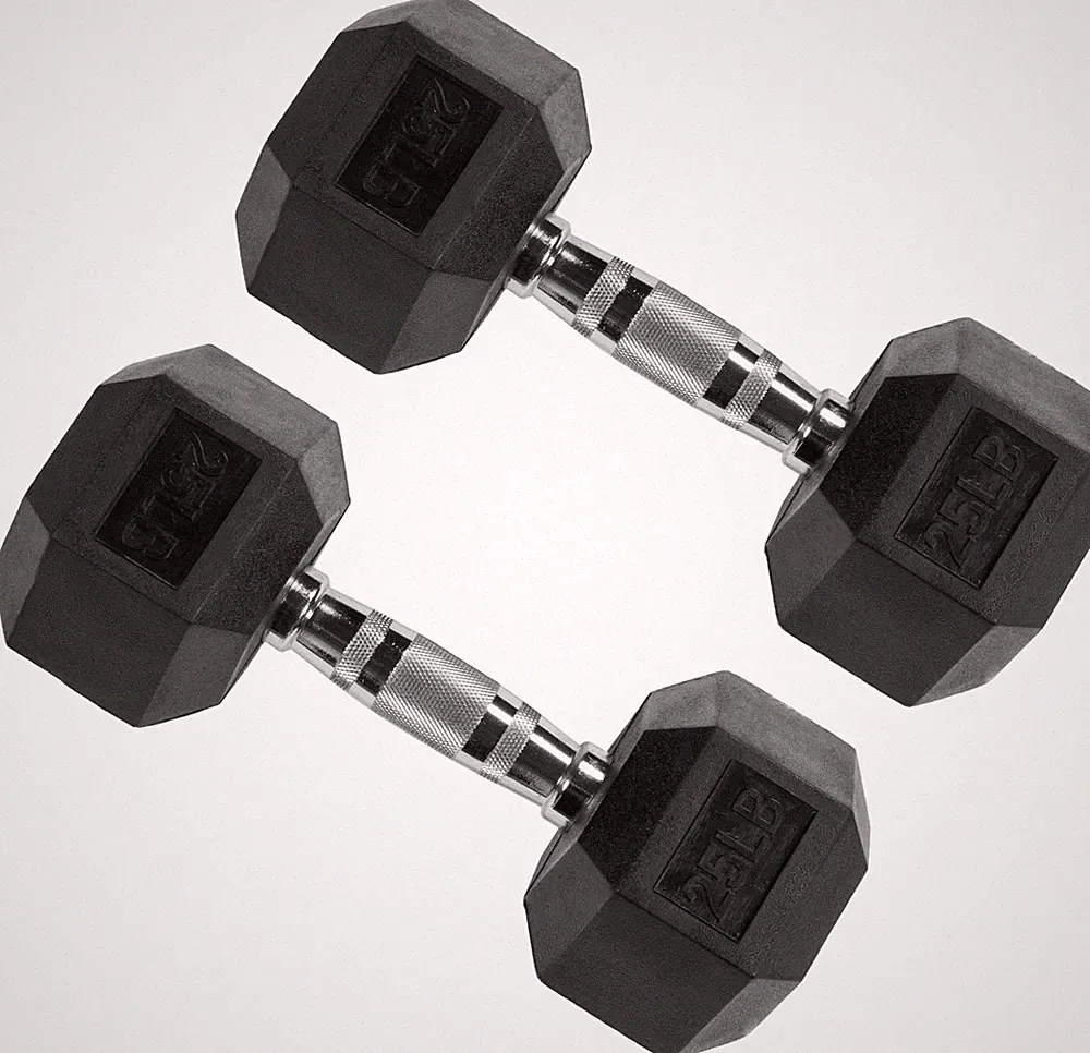 Rubber Coated Hex Dumbbells Hand Weights for Home Gym Exercise 5-50 lbs Pairs