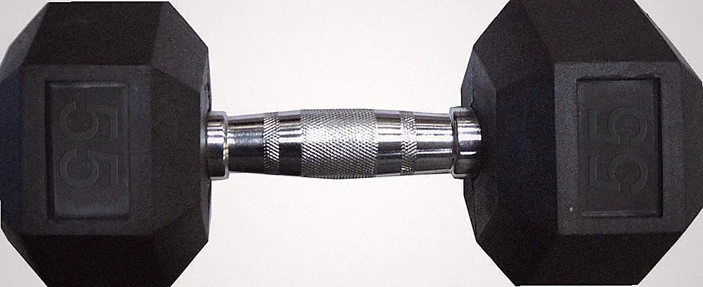 Rubber Coated Hex Dumbbells - No-Roll, Easy-Grip Knurled Handles