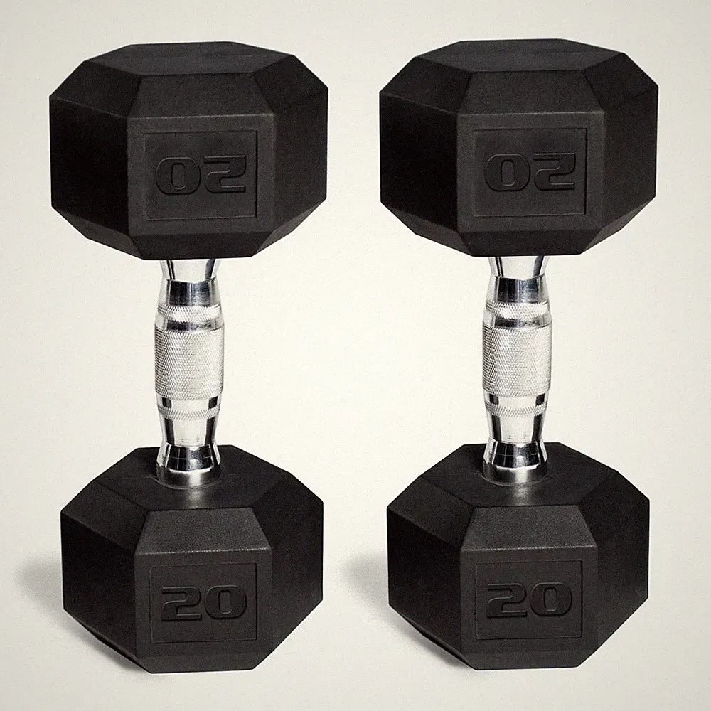 Rubber-Coated Hex Dumbbells Set of 2 Home Gym Fitness Exercise Workout See Sizes