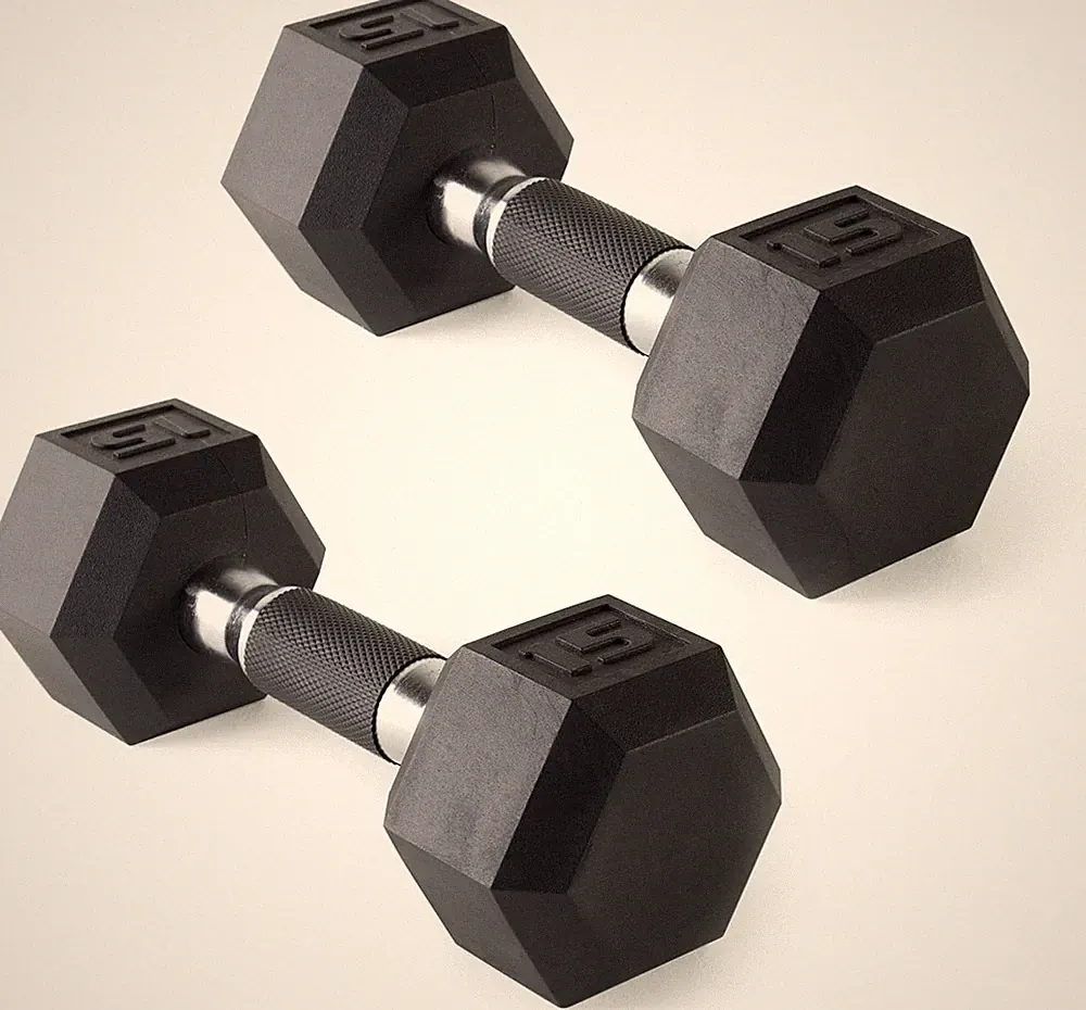 Rubber Coated Hex Dumbbells with Comfort Grip for Home Gym Training