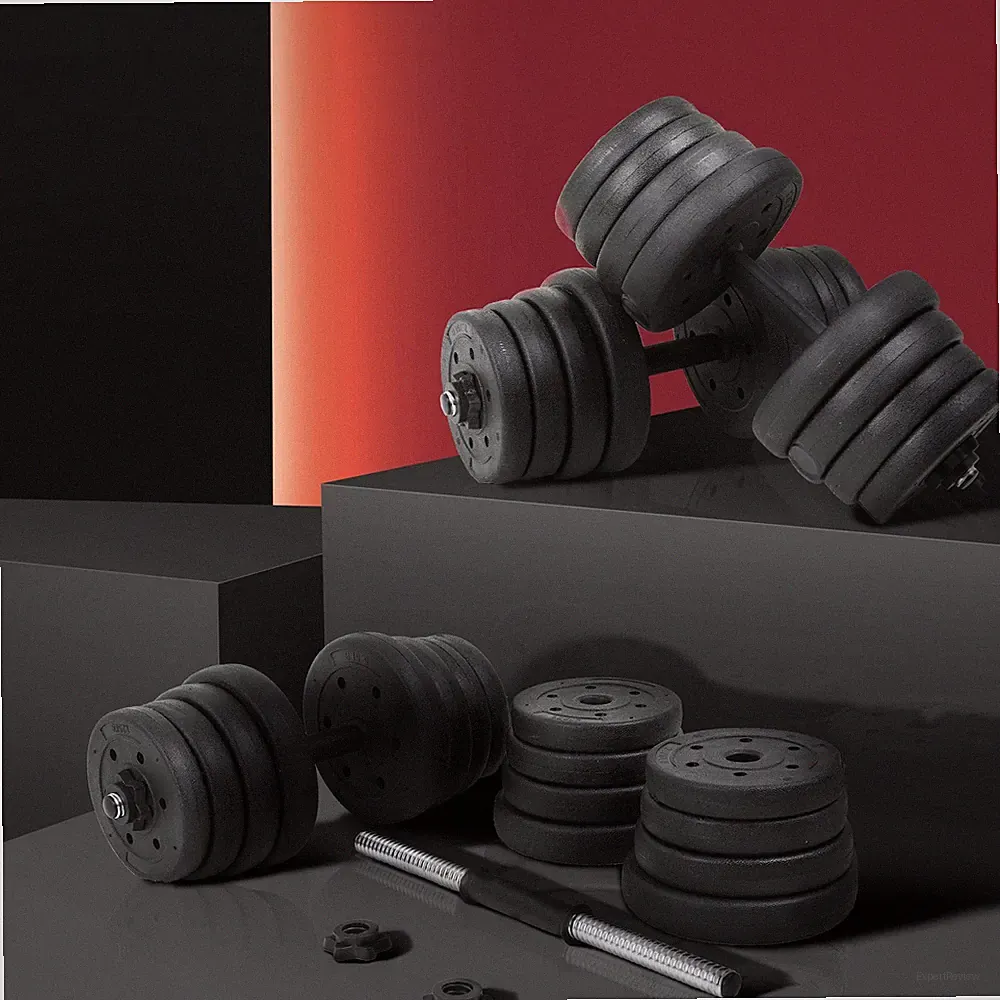 Rubber Dumbbell Sets Adjustable Weights 6.7 inches x 18.5 inches, Black