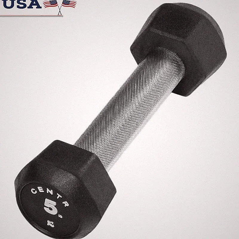 Rubber Dumbbells No-Roll Design Heavy-Duty Chrome Anti-Slip Grip Fitness New
