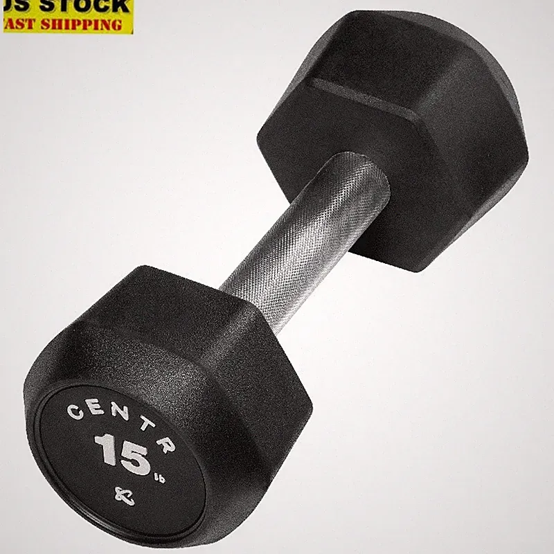 Rubber Dumbbells Six-Sided Design Heavy-Duty Chrome Grip 3-Month Fitness App New