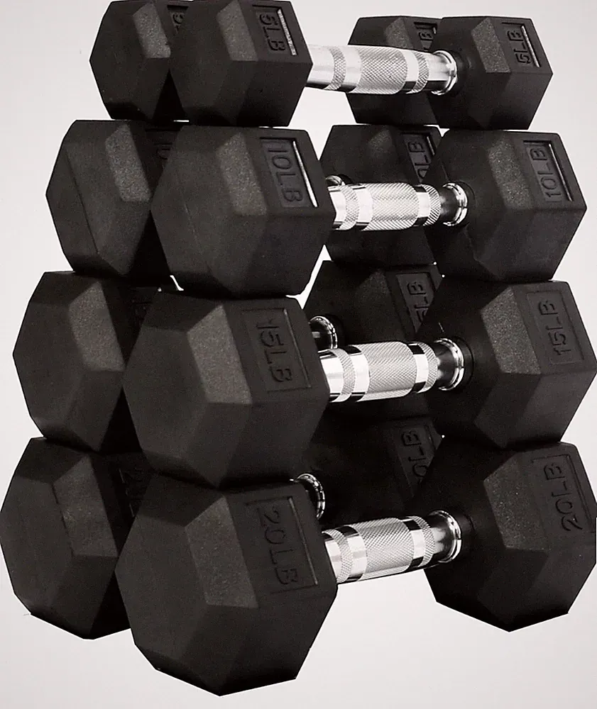 Rubber Encased Dumbbell Set 5 10 15 20 Lbs