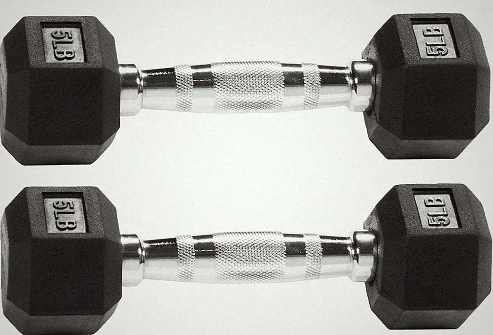 Rubber Encased Hex Dumbbell, Anti-Slip Handle, Home Gym Weights, Multiple Sizes
