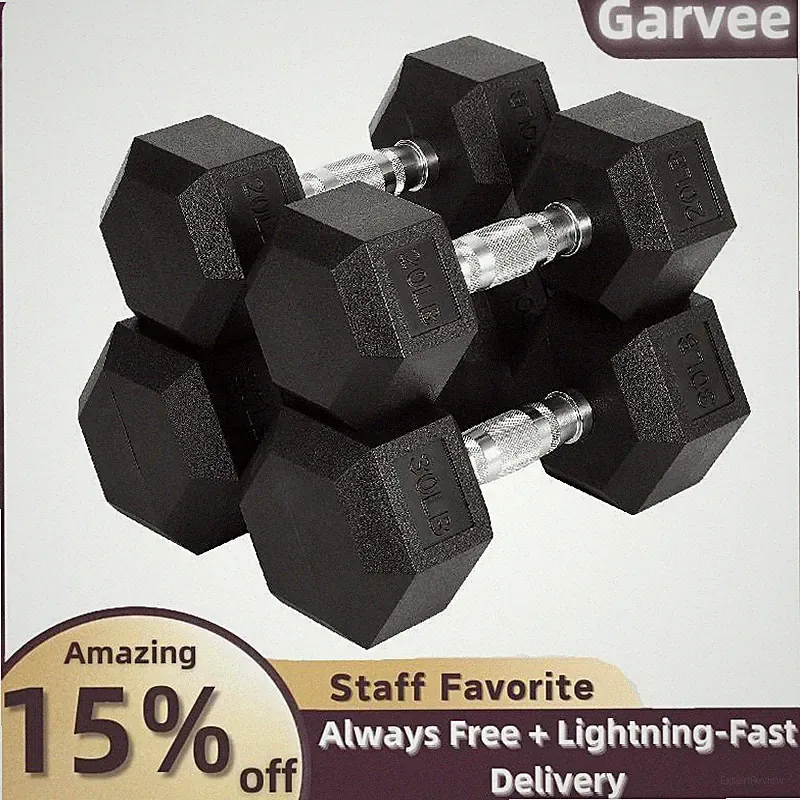 Rubber Encased Hex Dumbbell Set 100 Lb Home Gym Weights Pair 20 30 lb Training