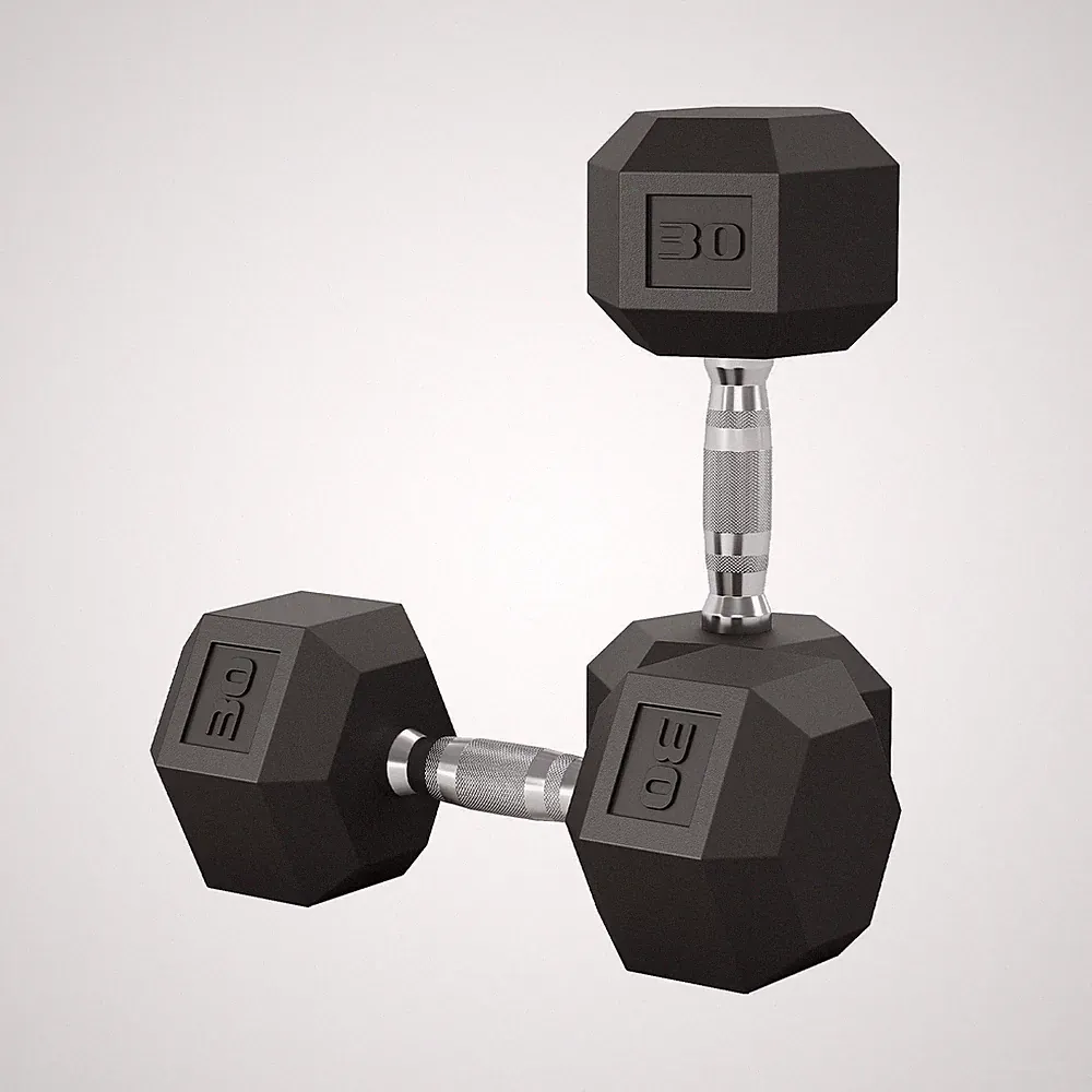 Rubber Encased Hex Dumbbell Set of 2 Cast Iron Dumbbell Pair Gym Free Weight