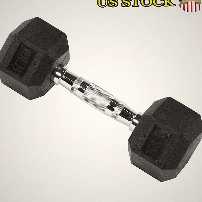 Rubber Encased Hex Dumbbell Strength Training Full Body Workout Exercise New