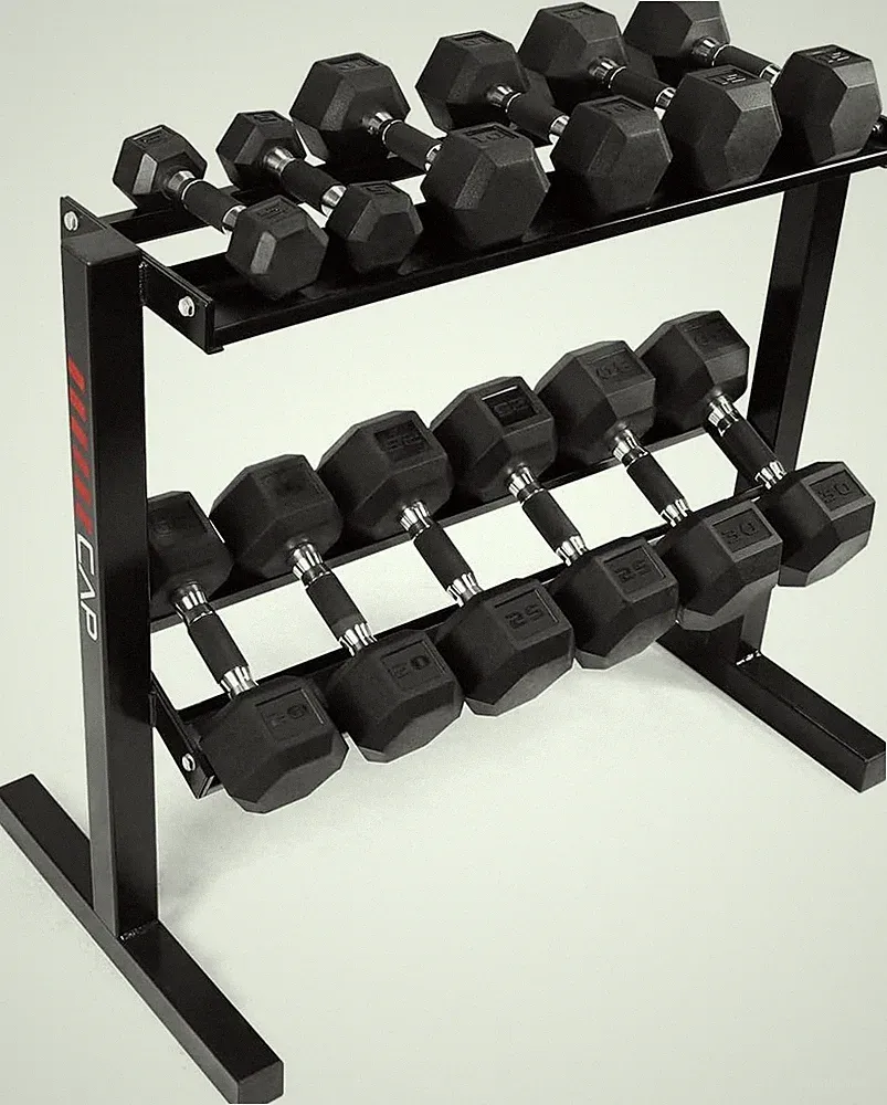 Rubber Encased Hex Dumbbells W/ Rubber Grip Contoured Handle Muscle Toning