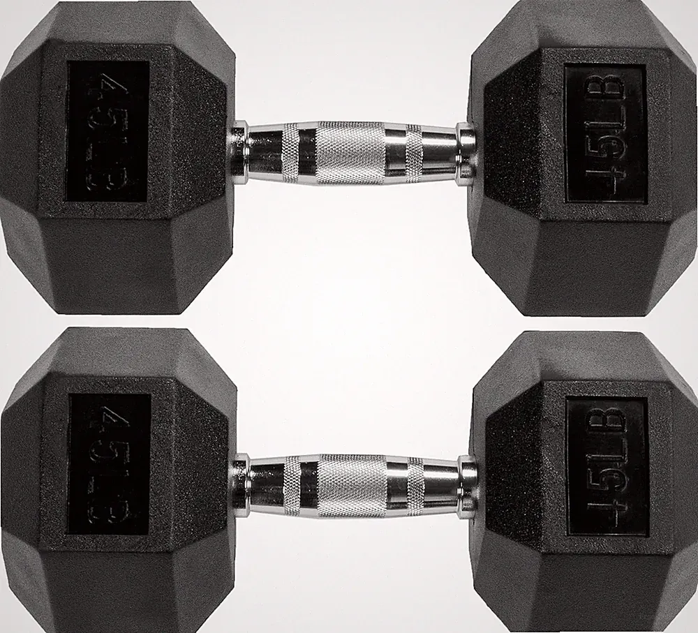 Rubber Encased Hex Weights Dumbbells Pair, Exercise & Fitness Dumbbells for Home