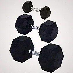 Rubber Encased Solid Hex Dumbbell 25lb