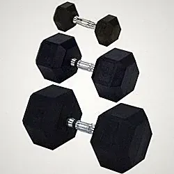 Rubber Encased Solid Hex Dumbbell 30lb