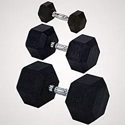 Rubber Encased Solid Hex Dumbbell 5lb