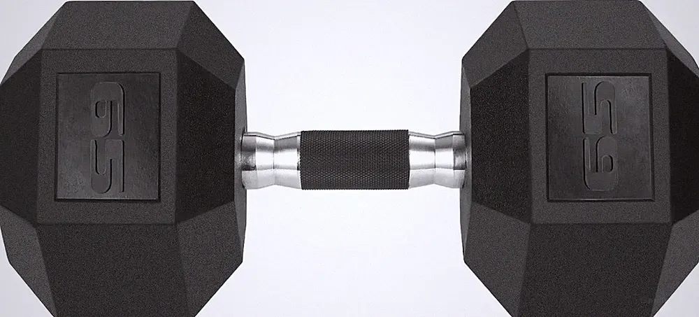 Rubber Grip Dumbbells Rubber Coated Cast Iron, with Anti-Slip Hex Black