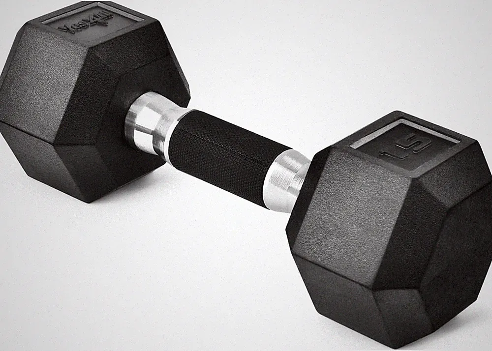 Rubber Grip Encased Hex Dumbbell – Hand Weights W/ Anti-Slip 5-50 LBS Single