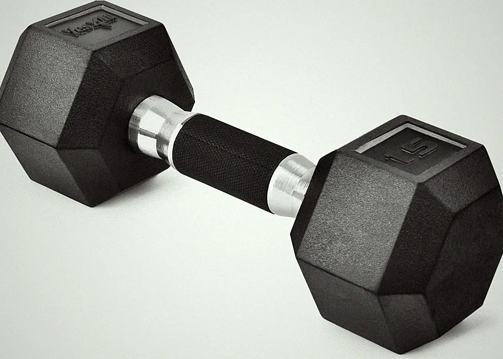 Rubber Grip Encased Hex Dumbbell – Hand Weights with Anti-Slip 5-50 LBS Single