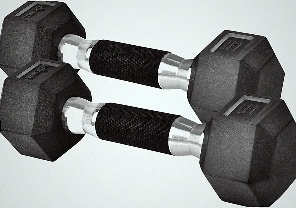 Rubber Grip Encased Hex Dumbbells – Hand Weights W/ Anti-Slip 5-50 LBS Pair/Set