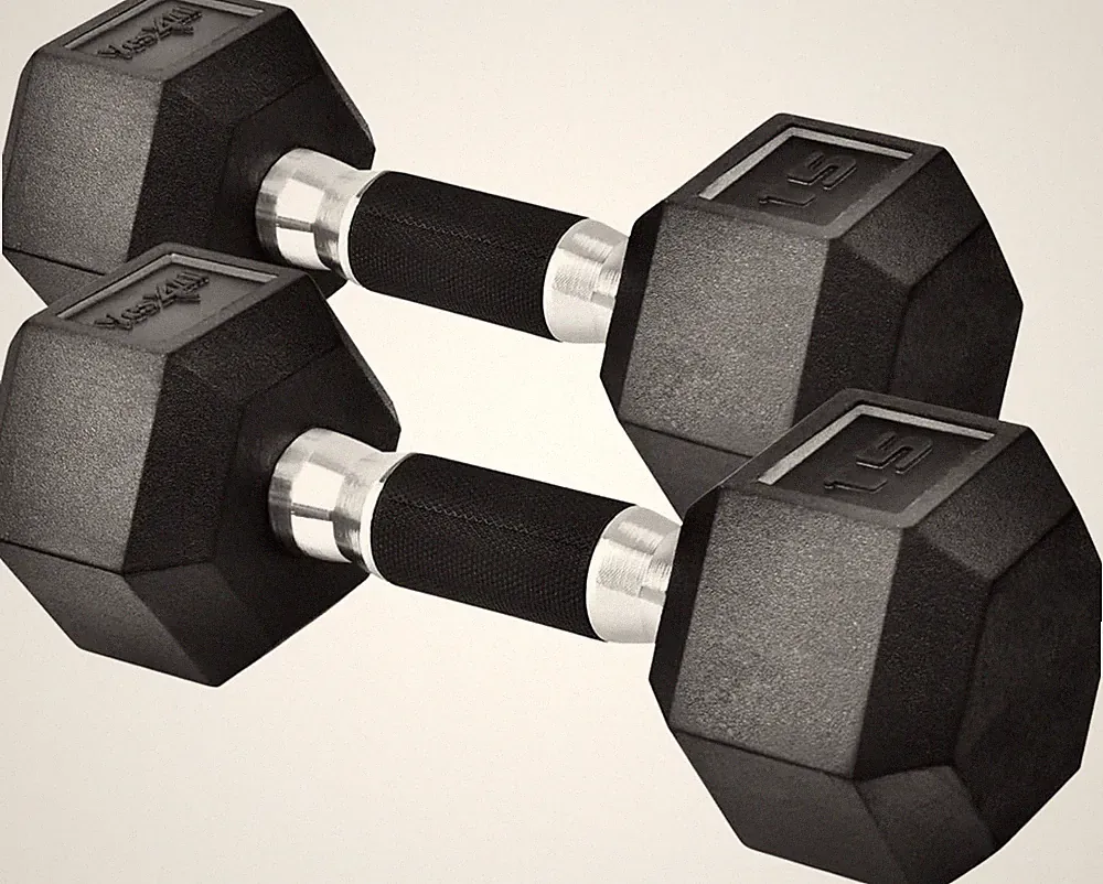 Rubber Grip Encased Hex Dumbbells – Hand Weights with Anti-Slip 5-50 LBS Pair/Se