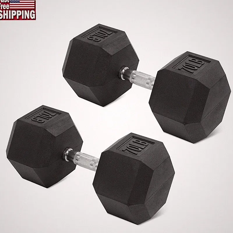 Rubber Hex Dumbbell Non Slip Grip Strength Training Compact Exercise Equipment