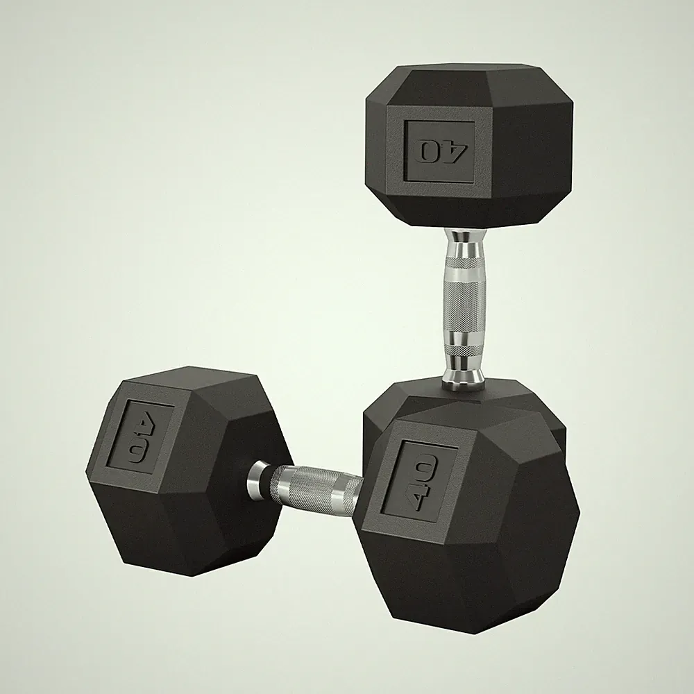 Rubber Hex Dumbbell Pair Cast Iron Anti Roll Dumbbells Set Strength Training