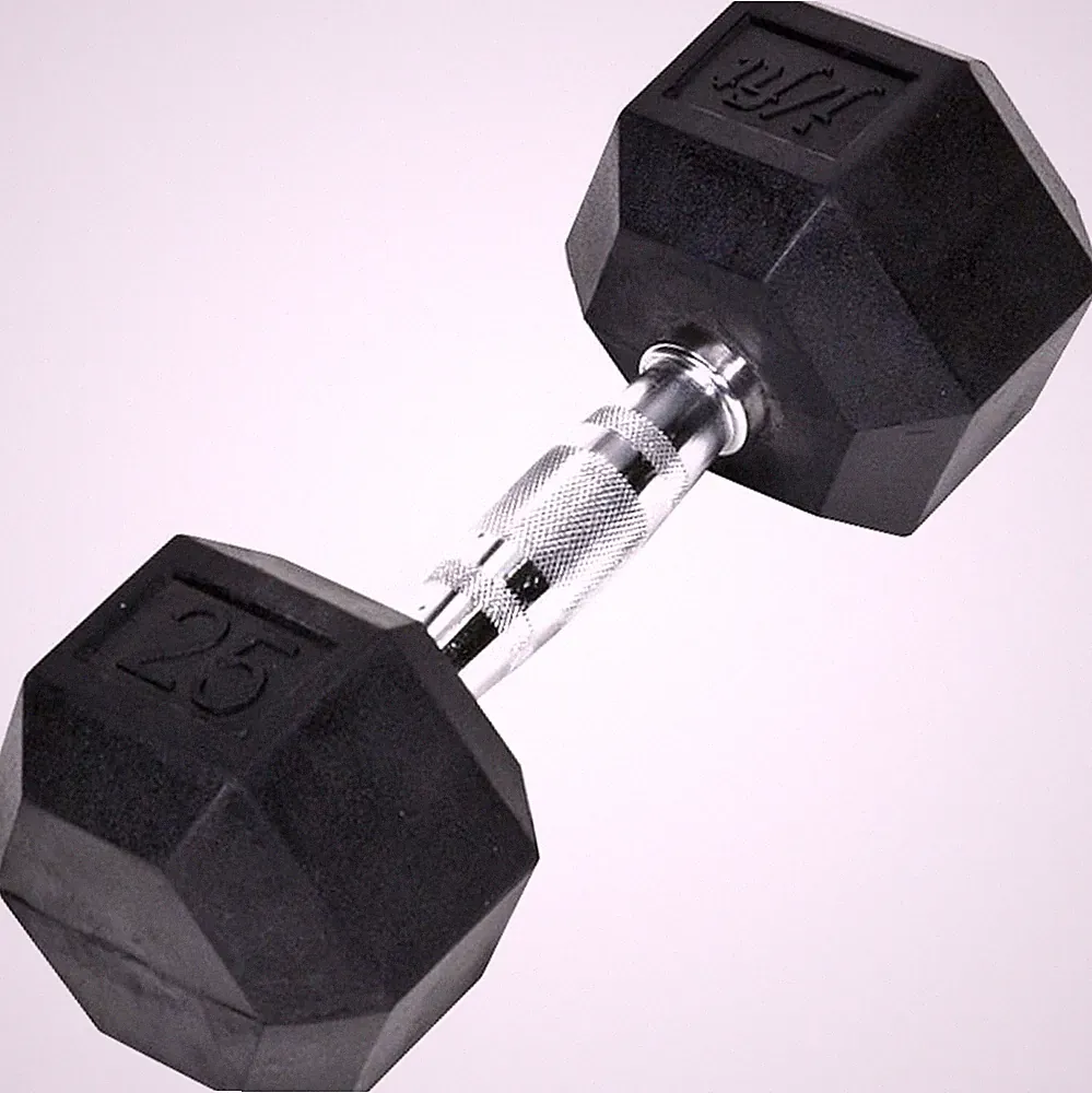 Rubber Hex Dumbbells - 8 Size Options - Hex Shaped Heads Prevent Rolling and Inj