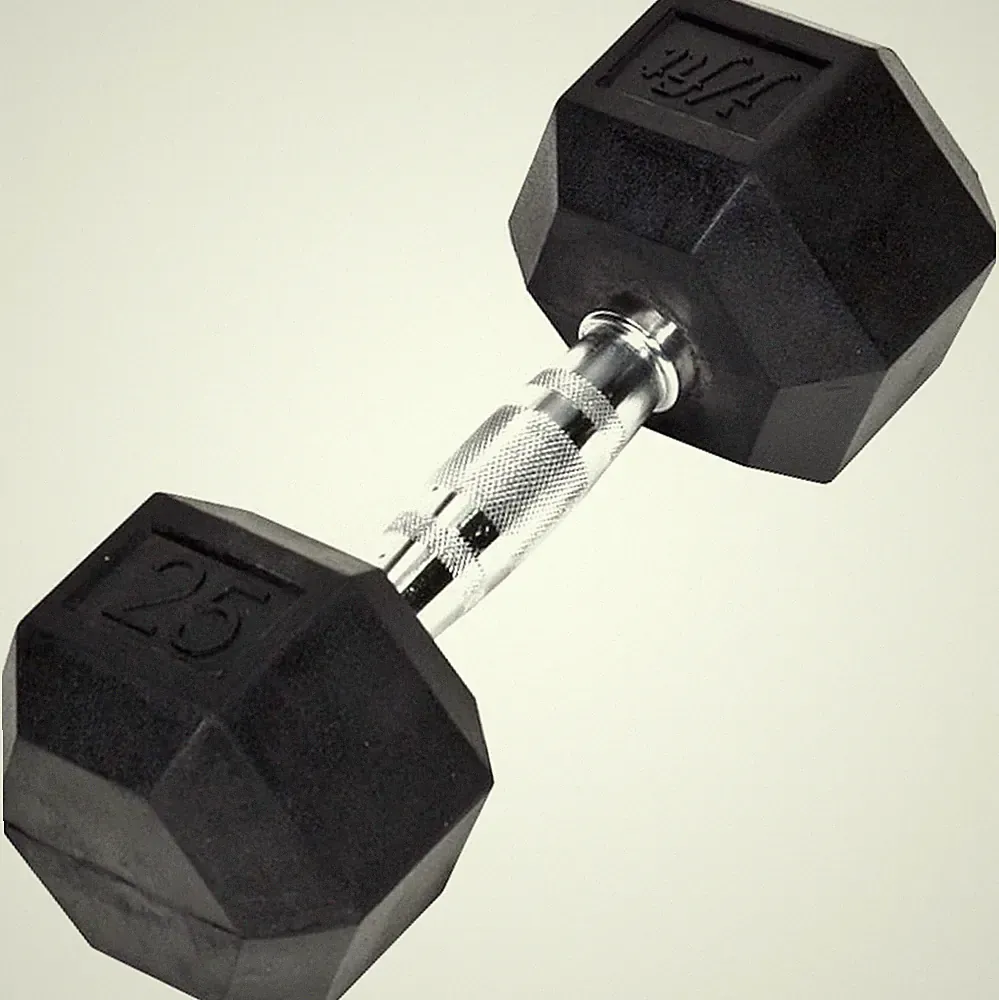 Rubber Hex Dumbbells - 8 Size Options - Hex Shaped Heads Prevent Rolling and Inj