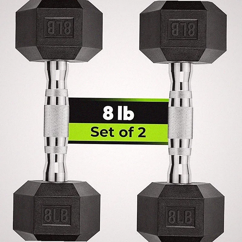 Rubber Hex Dumbbells Weight Set Strength Training Non-Slip Rust Resistant New