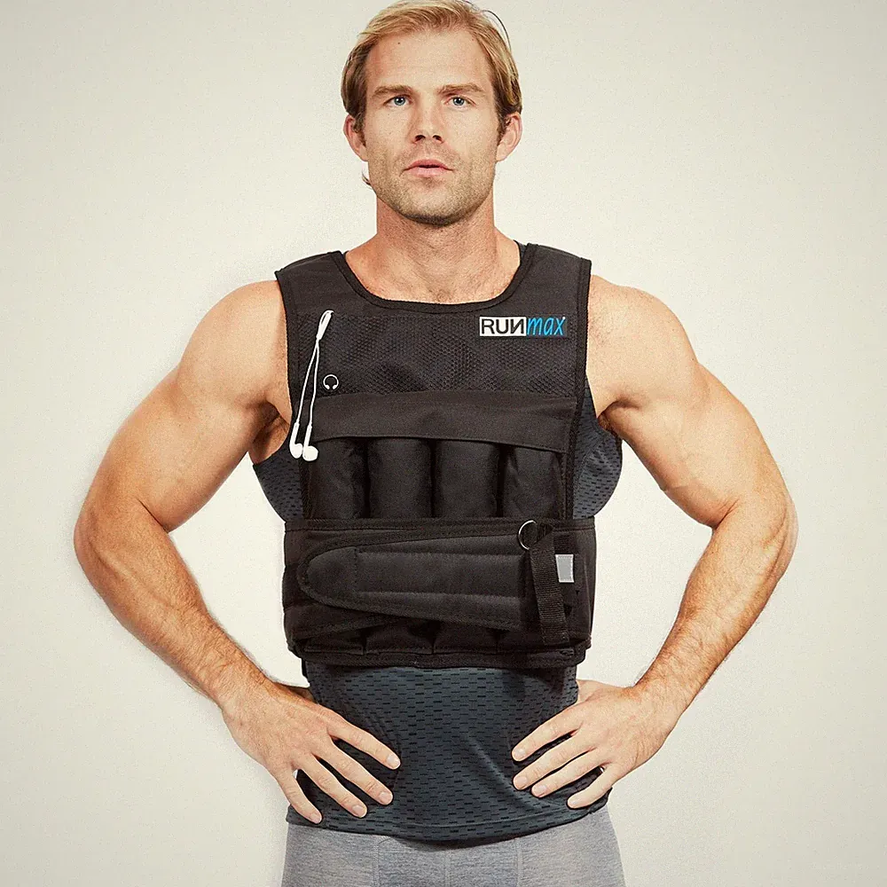 RUNmax 20LBS - 150LBS Adjustable Weighted Vest Wtih Shoulder Pads Option for...