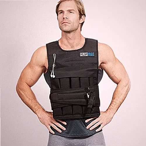 RUNMAX 40LB ADJUSTABLE WEIGHTED VEST FOR MEN AND WOMEN RM40NP - BLACK