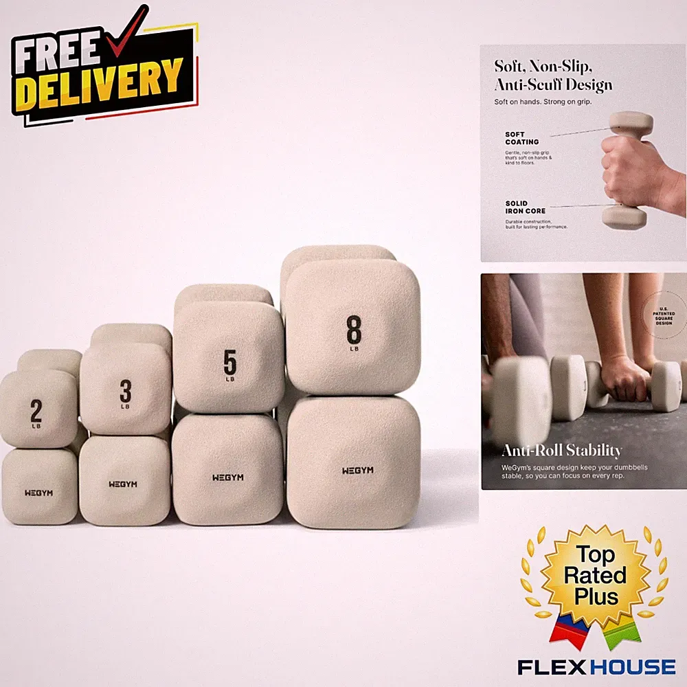 SafeGrip Square Dumbbells Set - Elegant Aesthetic, Anti-Slip Handles | 17 Kg