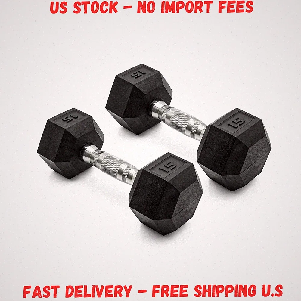 SALE! CAP Barbell, 15lb Coated Rubber Hex Dumbbell, Pair
