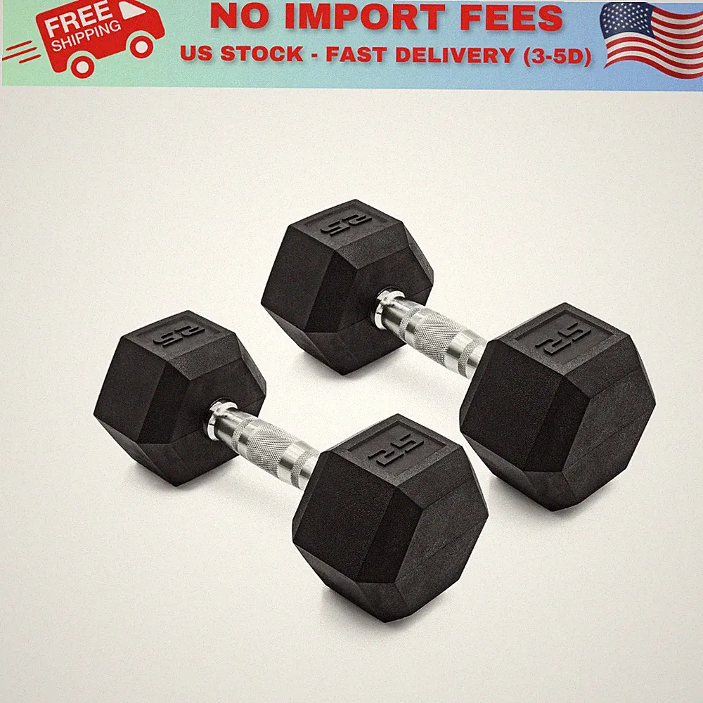 SALE! CAP Barbell, 25lb Coated Rubber Hex Dumbbell, Pair