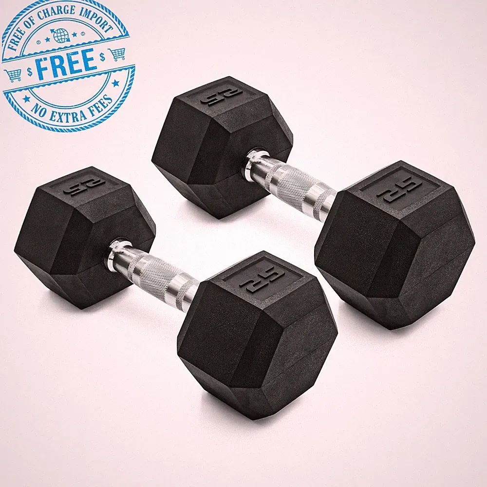 SALE! CAP Barbell, 25lb Coated Rubber Hex Dumbbell, Pair, Ergonomic Steel Handle