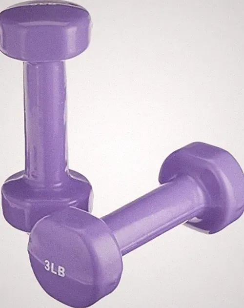 Sammons Preston Vinyl-Coated Iron Dumbbells, 1-Pound, Pair, Soft Easy 3 LB.