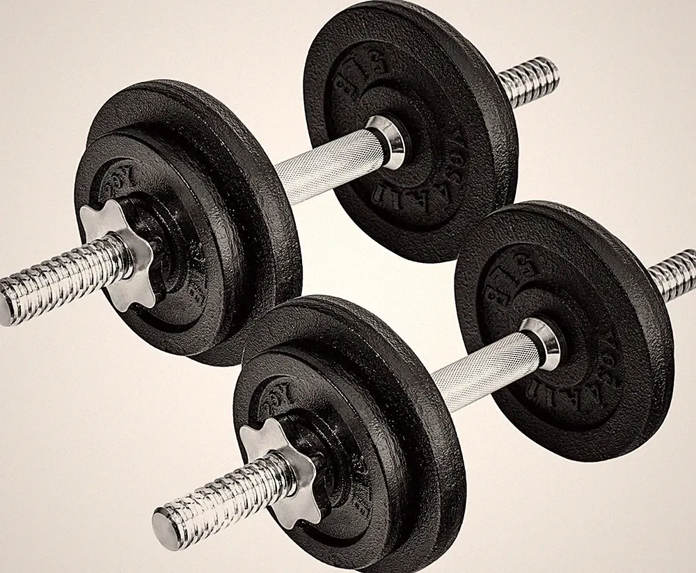 School Adjustable Dumbbell Set with Weight Plates, Star Lock