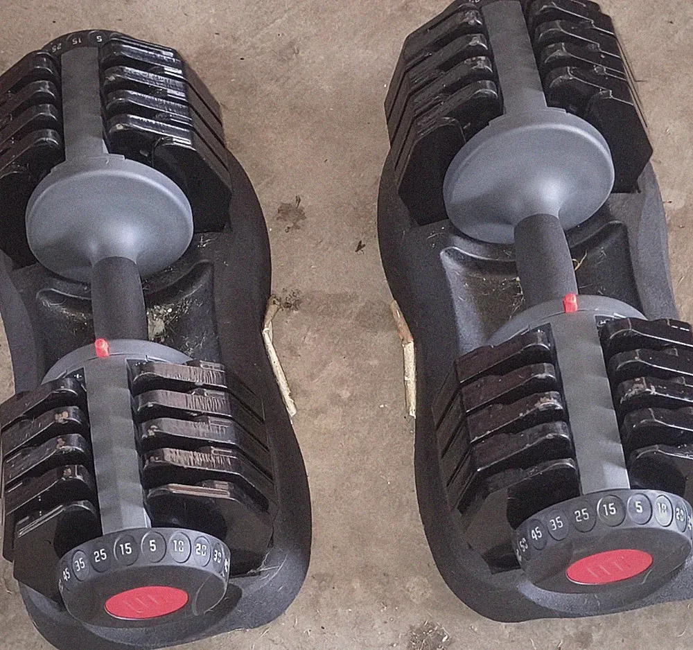 SelectTech 552 Adjustable Dumbbell Set w/ Stands, Pair, Black/Gray/Red