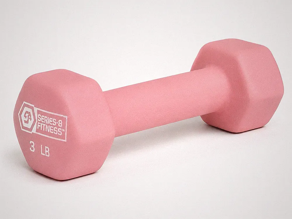 Series-8 Fitness 3 lb Pink Hex Fixed Weight Dumbbell Single (1)