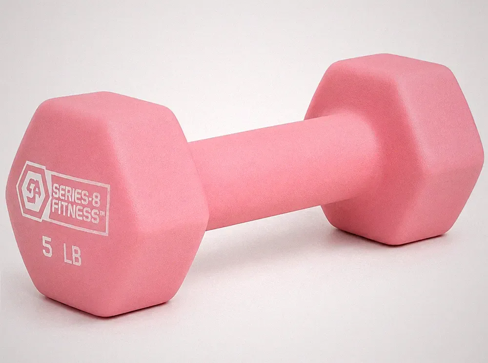 Series-8 Fitness 5 lb Pink Hex Fixed Weight Dumbbell Single (1)