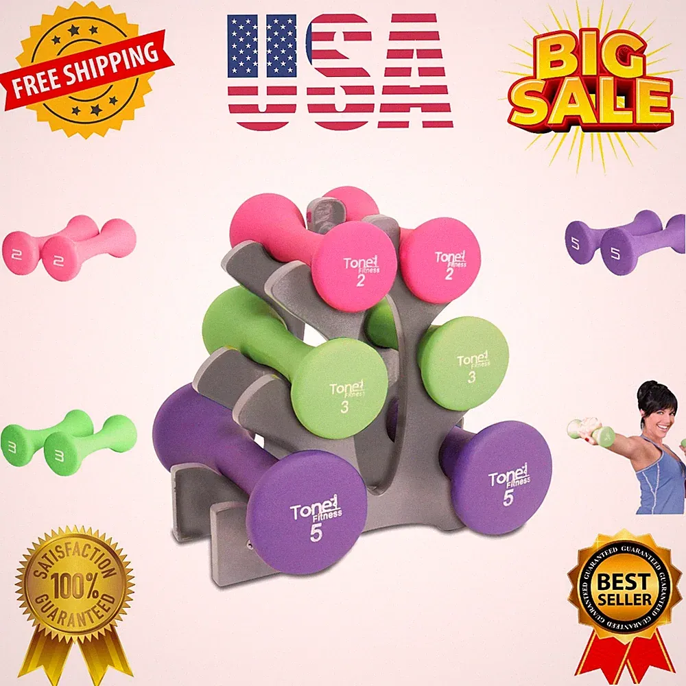 set includes 3 PAIRS of DUMBBELLS